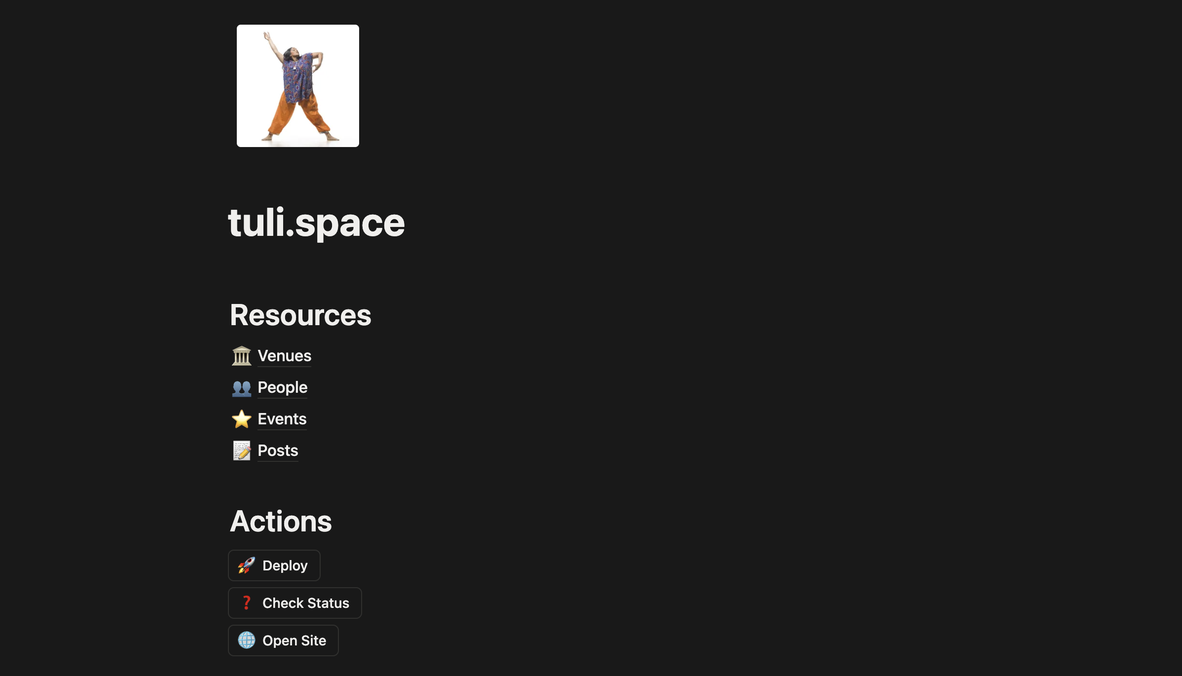 tuli.space Notion control panel